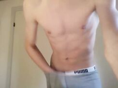 Fit blond has his wank