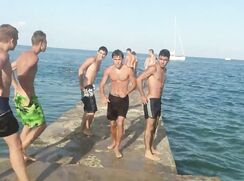 funny lads outdoors play twink tube