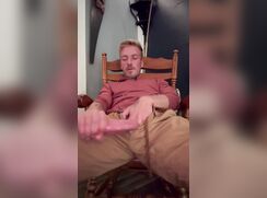 Gay Blond's Jerk & Cum on Rocking Chair 287