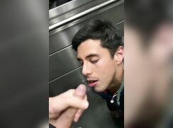 Gay Blowjob in Elevator 202