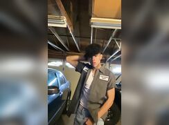 Gay hung Twink jerks off and cums in garage 120