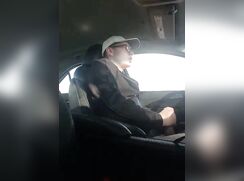 Gay Nerd cums in car while driving 304