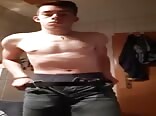 German college boys porn flexes and jerks his wiener in dorm room