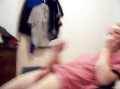 Ginger with big cock jerks & cums