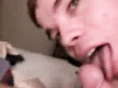 Giving his friend a nice BJ
