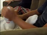Good friend gives a foot massage