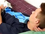 Good looking twink Jeremiah Johnson pulls his dick out