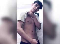 Guy jerk off toilet cum solo porn