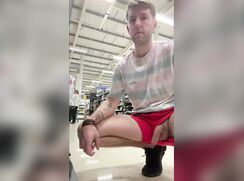 Guy jerking off in store