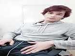 Gym boy jerks off big cock