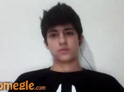 Handsome brunette jerks on cam