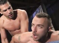 Handsome muscle studs tongue-kiss and fuck