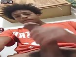 Handsome slim black teen wanks