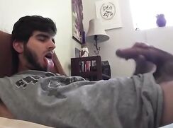 Hard cock face shot