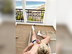 Hayes Dutchblondsport cums on balcony in public in white socks