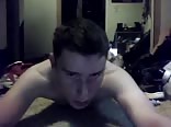 He feasts on the spunk on his thigh and crotch boys porn