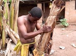 Horny african plays with his handmade toy
