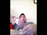 Horny Asian Stroking His Thick Cock