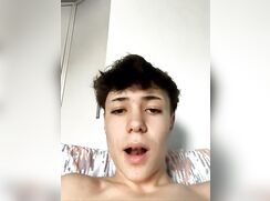 Horny teen boy in bed
