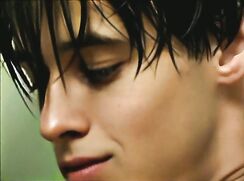 Hot and sexy boy with unbelievable body jerks to girlie magazine.