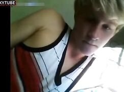 Hot blond boy wanking.