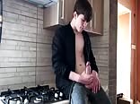 Hot boy porn beats off in the kitchen 