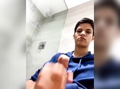 Hot boy shoots his load all over