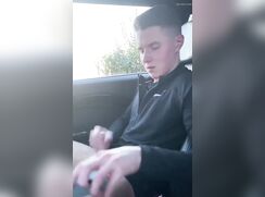 Hot English lad cums in his car