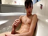 hot Italian boy porn cums in his bathtub
