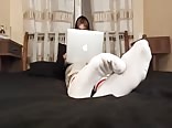 Hot student 18yo show his feet and sniff socks