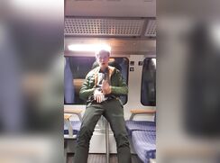 Hot teen cumming on the train