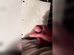 Hot teen dick cums on paper-gay