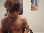 hot young boy jerking on chair