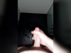Huge cumshot in the shower late night