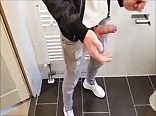 Huge cumshot in the toilet