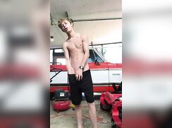 Hung blond milks himself