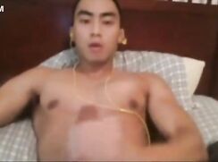 Hung Chinese webcam muscle stud wanks and cums