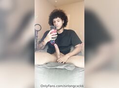 Hung straight latino jerking his dick