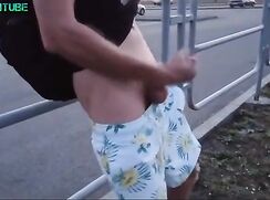 in shorts wanking on the road boys porn