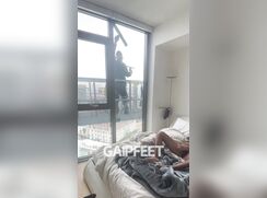 jerking in front of a window cleaner
