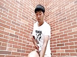 Jerking off against the brick wall gay tube