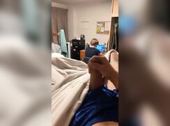 Jerking Off in Dorm Room while Roommate Games-cums 201