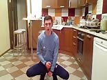 Jerking off in the kitchen while family is gone 