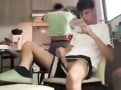 jerking off in the kitchen with friend