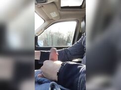 Jerking While Driving on Highway Boys Porn