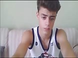 jock boy shows off and strokes