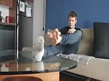 Jon shows big feet and dick