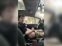 Lad jerks off in Car