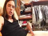 Long haired boy tugs his pud