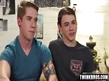 Monstrous cock twink threesome With cum In booty boys porn